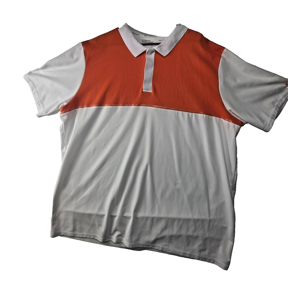 NWOT Sports Illustrated Polo Shirts Mens 3XLT Big Tall Orange White Colorblock